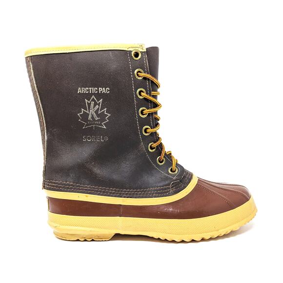 Sorel Arctic Pac Brown and Yellow Lace-Up Boots main image 9